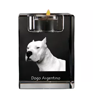 Dogo Argentino - Candle holder with dog photo, crystal tealight holder, personalised gift by Art-Dog brand