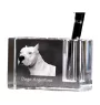 Argentinische Dogge, Dogo Argentino - Stifthalter, Kristallorganizer mit Hundefoto, einzigartige Schreibtischdekoration der Marke Art-Dog