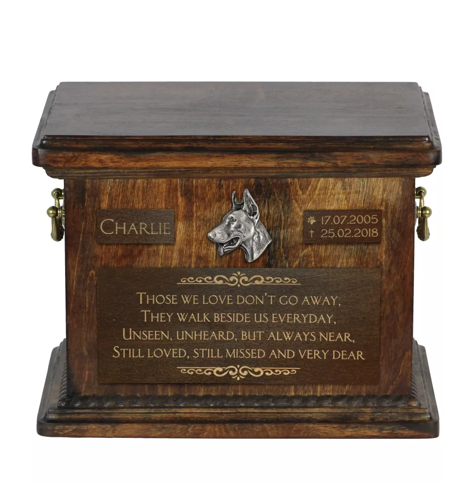 Dobermann, Dobermann Pinscher - urne pour les cendres de chien, urne personnalisée avec une gravure, boîte commémorative pour les cendres de chien de la marque Art-Dog