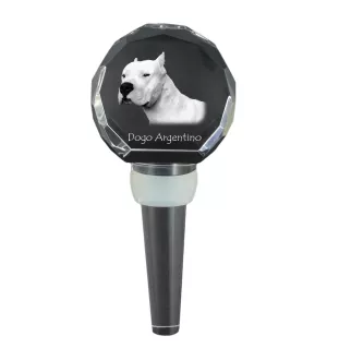 Dogo Argentino - Crystal bottle stopper, unique wine stopper with photo, personalised gift for sommelier by Art-Dog brand