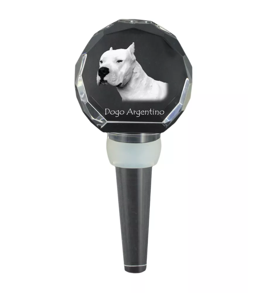 Dogue argentin, Dogo argentino - Bouchon de bouteille en cristal, bouchon de vin unique avec photo, cadeau personnalisé pour sommelier par la marque Art-Dog