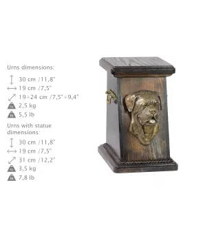 Dogue de Bordeaux, French Mastiff, Bordeauxdog - urn for dog ashes, elegant urn with a statue, commemorative urn with a bust of a dog by Art-Dog brand