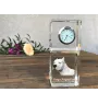 Dogue argentin, Dogo argentino - montre en cristal avec photo, photo de chien dans un cristal, horloge de bureau personnalisée de la marque Art-Dog