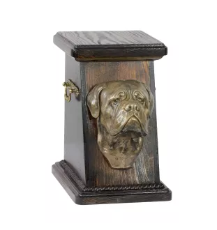 Bordeauxdogge, Dogue de Bordeaux I eine Ascheurne für Hunde, eine elegante Urne mit einer Statue, eine Gedenkurne mit dem Porträt eines Hundes von der Marke Art-Dog