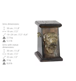 Bordeauxdogge, Dogue de Bordeaux I eine Ascheurne für Hunde, eine elegante Urne mit einer Statue, eine Gedenkurne mit dem Porträt eines Hundes von der Marke Art-Dog