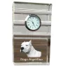 Dogue argentin, Dogo argentino - une horloge en verre avec une photo, une photo de chien dans un cristal, une horloge de bureau personnalisée de la marque Art-Dog