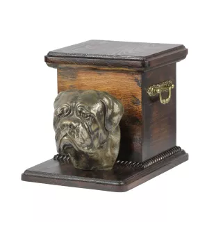 Dogue de Bordeaux - urne pour les cendres d'un chien avec une statuette, une urne élégante pour chien, une urne exceptionnelle avec un buste de chien de la marque Art-Dog