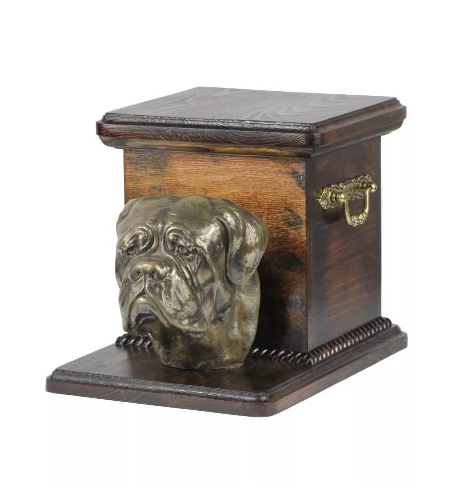 Dogue de Bordeaux - urne pour les cendres d'un chien avec une statuette, une urne élégante pour chien, une urne exceptionnelle avec un buste de chien de la marque Art-Dog