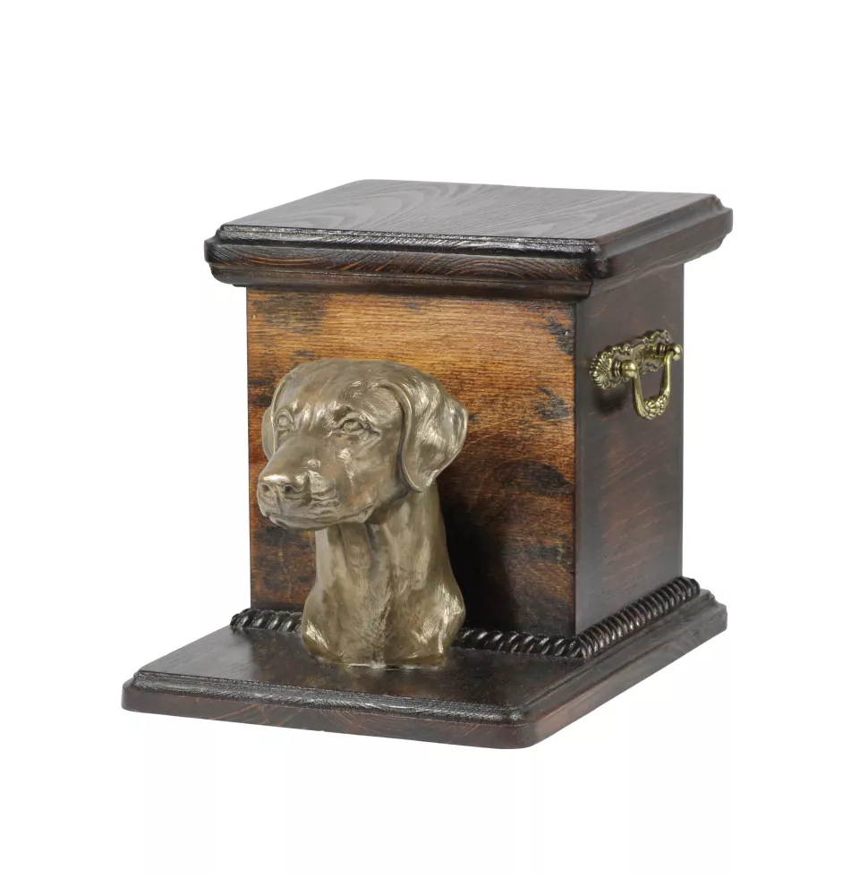 Dobermann, Dobermann Pinscher II - urne pour les cendres d'un chien avec une statuette, une urne élégante pour chien, une urne exceptionnelle avec un buste de chien de la marque Art-Dog