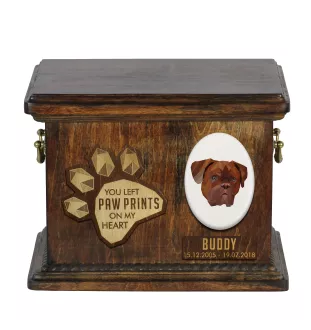 Dogue de Bordeaux, French Mastiff, Bordeauxdog - urn for dog ashes, personalized urn with engraving, commemorative box for dog ashes by Art-Dog brand