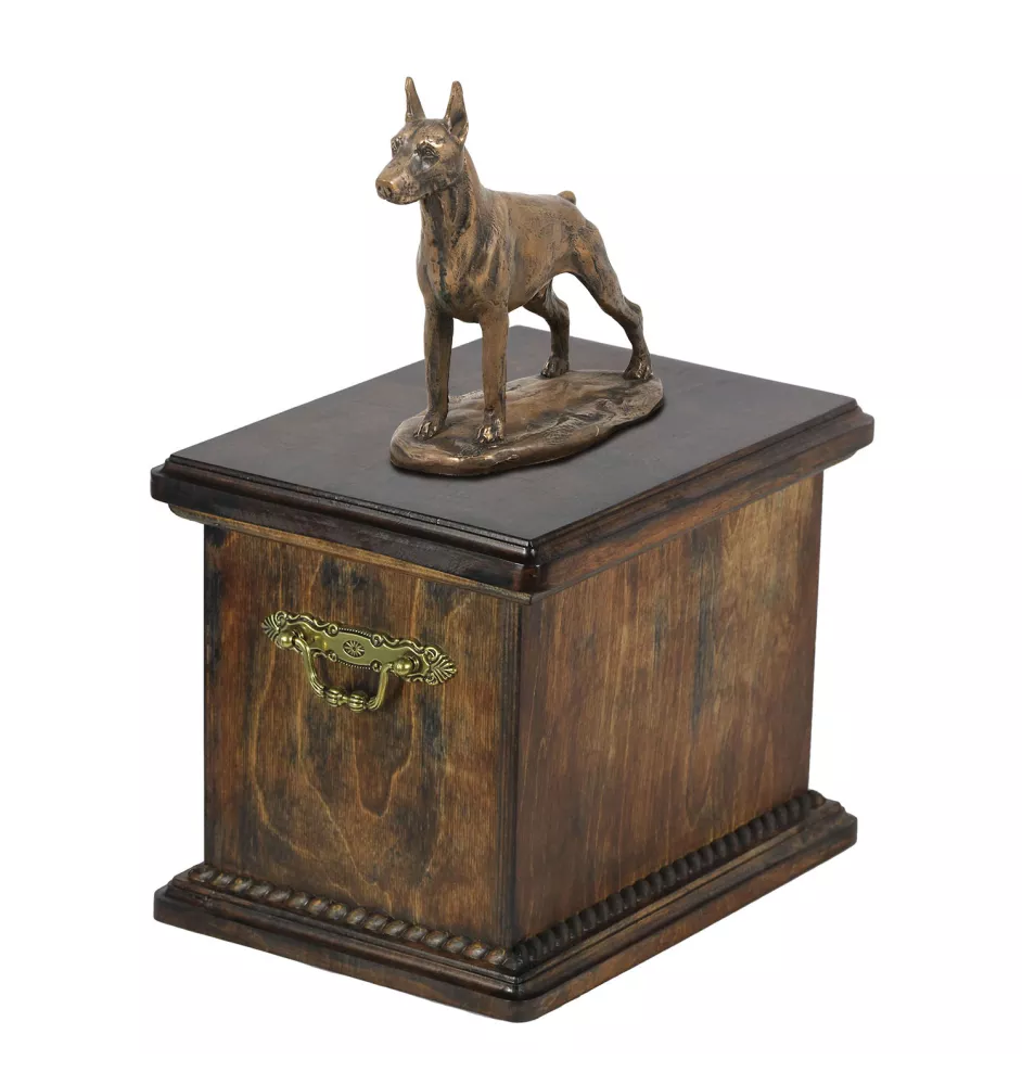 Dobermann, Dobermann Pinscher I - une urne pour les cendres d'un chien, une urne avec une statuette, une urne élégante de style classique de la marque Art-Dog