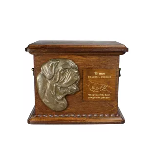 Bordeauxdogge, Dogue de Bordeaux Personalisierte Hundeurne mit Gravur und Relief, Erinnerungsbox für Hundeknochen von der Marke Art-Dog