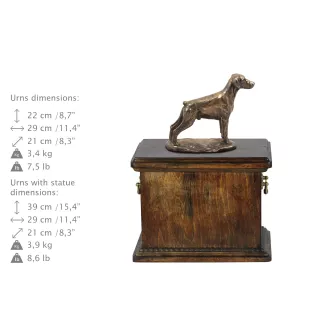 Dobermann, Dobermann Pinscher II - une urne pour les cendres d'un chien, une urne avec une statuette, une urne élégante de style classique de la marque Art-Dog