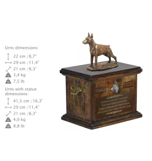 Dobermann I - Eine Urne für die Asche eines Hundes, eine Urne mit einer Statue, eine personalisierte Hundeurne von der Marke Art-Dog.