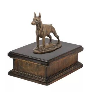 Dobermann I - Hund Ascheurne, klassische Urne mit Statue, elegante Urne mit Hund von der Marke Art-Dog
