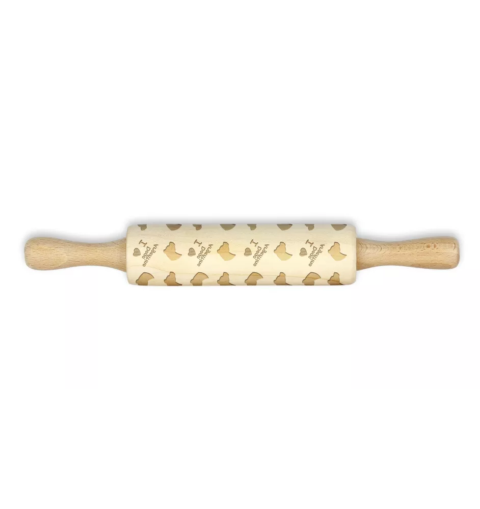 Dogo Argentino - small rolling pin with a dog pattern, a rolling pin for children's dough, decorating ceramic clay by Art-Dog brand