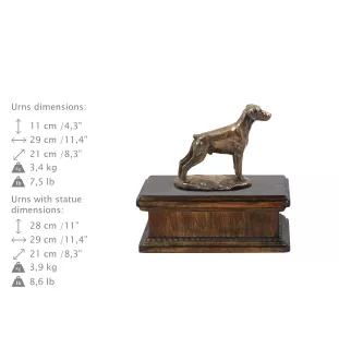 Dobermann, Doberman Pinscher, Dobie II - urn for dog ashes, classic urn with a statuette, elegant urn with a dog by Art-Dog brand