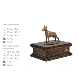 Dobermann, Doberman Pinscher, Dobie I - urn for dog ashes, personalized urn with a statue, wooden urn with a dog by Art-Dog brand