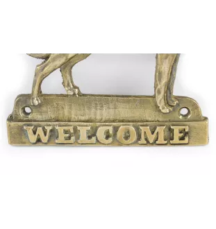 Argentinische Dogge, Dogo Argentino - Türschild mit Hund, messingfarbenes Willkommensschild, einzigartiges Schild mit der Aufschrift Welcome von der Marke Art-Dog