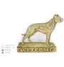 Dogue argentin, Dogo argentino - une plaque de porte avec un chien, une plaque de bienvenue en laiton, une enseigne exceptionnelle avec l'inscription Welcome de la marque Art-Dog