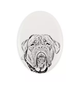 Dogue de Bordeaux, French Mastiff, Bordeauxdog - commemorative plaque with a photo of a dog, tombstone with a print, personalized oval plaque from the Art-Dog brand