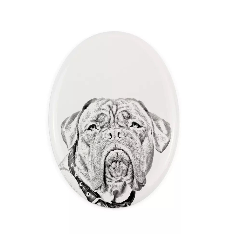 Dogue de Bordeaux - une plaque commémorative avec une photo de chien, une plaque funéraire avec une impression, une plaque ovale personnalisée de la marque Art-Dog