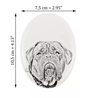 Bordeauxdogge, Dogue de Bordeaux - Gedenktafel mit einem Foto eines Hundes, Grabplatte mit Druck, personalisierte ovale Platte der Marke Art-Dog