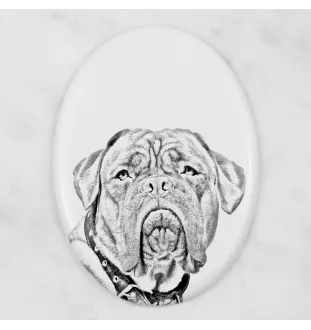 Dogue de Bordeaux - une plaque commémorative avec une photo de chien, une plaque funéraire avec une impression, une plaque ovale personnalisée de la marque Art-Dog