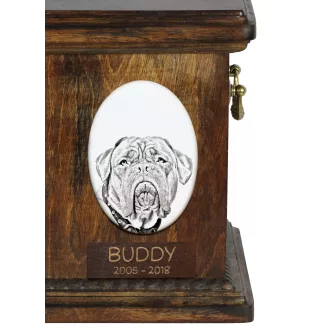 Bordeauxdogge, Dogue de Bordeaux - Gedenktafel mit einem Foto eines Hundes, Grabplatte mit Druck, personalisierte ovale Platte der Marke Art-Dog