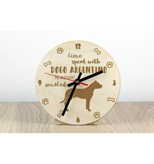 Dogo Argentino - clock with a dog, wooden clock, wall clock for dog lovers, clock for desk and shelf, Art-Dog