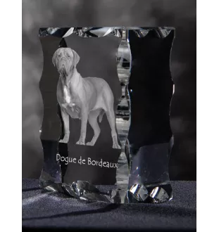 Bordeauxdogge, Dogue de Bordeaux - Kristall mit einem Hundebild, Glasstatuette mit einem Bild, einzigartiger Bilderrahmen der Marke Art-Dog