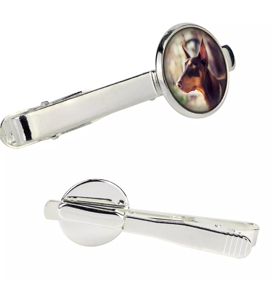 Doberman spinka do krawata w pudełku ze zdjęciem Art-Dog