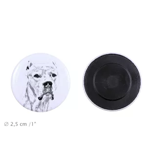 Argentinische Dogge, Dogo Argentino Magnet mit einem Hundepfotenabdruck, außergewöhnlich leicht, starker Magnet, handgefertigtes Produkt der Marke Art-Dog