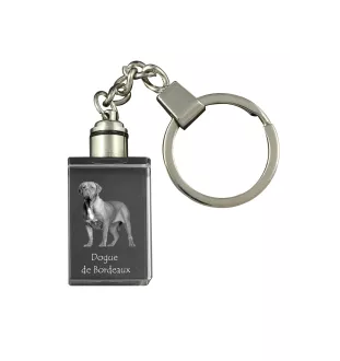 Dogue de Bordeaux, French Mastiff, Bordeauxdog - Crystal key ring with dog photo, illuminated key ring, unique gift by Art-Dog brand