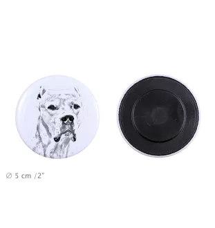 Argentinische Dogge, Dogo Argentino Magnet mit einem Hundepfotenabdruck, außergewöhnlich leicht, starker Magnet, handgefertigtes Produkt der Marke Art-Dog