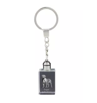 Dogue de Bordeaux, French Mastiff, Bordeauxdog - Crystal key ring with dog photo, illuminated key ring, unique gift by Art-Dog brand