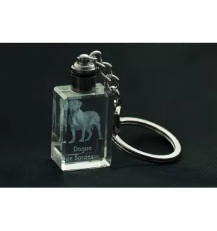 Dogue de Bordeaux, French Mastiff, Bordeauxdog - Crystal key ring with dog photo, illuminated key ring, unique gift by Art-Dog brand