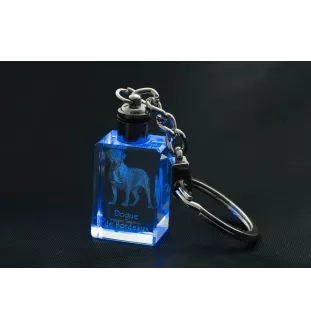 Dogue de Bordeaux, French Mastiff, Bordeauxdog - Crystal key ring with dog photo, illuminated key ring, unique gift by Art-Dog brand