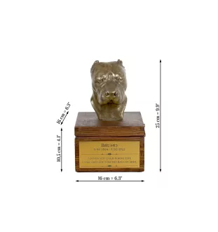 Dogo Argentino - urn for dog ashes with a statuette, small urn for a dog, personalized urn with a bust of a dog by Art-Dog brand