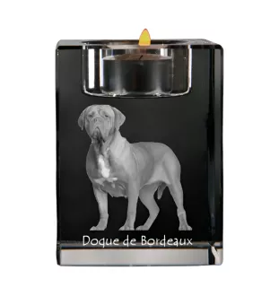 Dogue de Bordeaux, French Mastiff, Bordeauxdog - Candle holder with dog photo, crystal tealight holder, personalised gift by Art-Dog brand