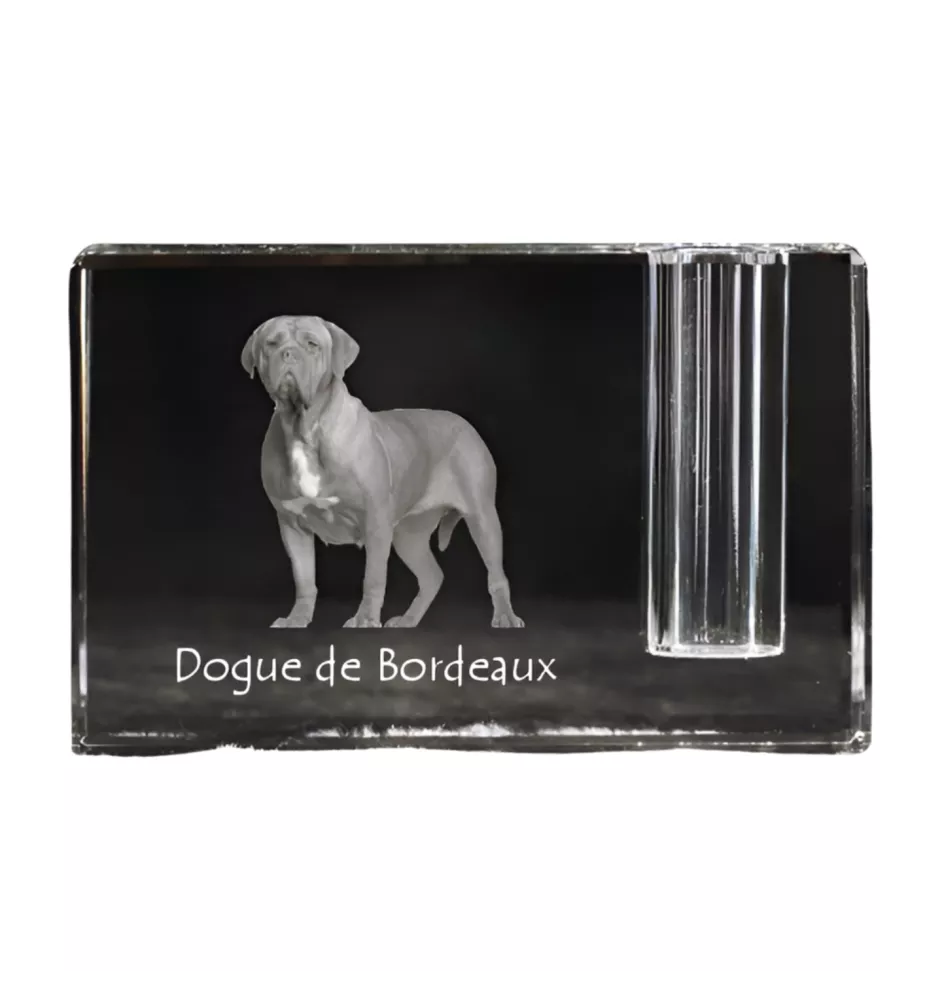 Dogue de Bordeaux - Porte-stylos, organiseur en cristal avec photo de chien, décoration de bureau unique par la marque Art-Dog