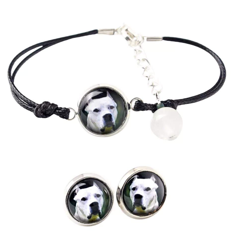Argentinische Dogge, Dogo Argentino - Schmuckset mit Ihrem Foto, Schmuckstück für Frauen, handgefertigtes Produkt, handgefertigtes Produkt mit Leidenschaft für die Marke Art-Dog.