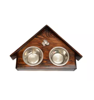 Dogo Argentino - wooden stand with bowls for a dog, decorative dog bowls, a gift for adopting a dog from the Art-Dog brand