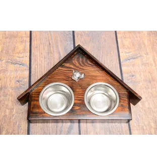 Argentinische Dogge, Dogo Argentino - Holzständer mit Schalen für Hunde, dekorative Hundeschalen, Geschenk zur Adoption eines Hundes von der Marke Art-Dog