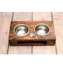 Dogo Argentino - wooden stand with bowls for a dog, steel dog bowls, a gift for adopting a dog from the Art-Dog brand