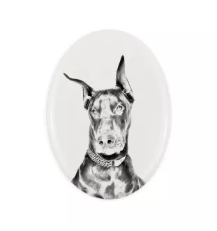 Dobermann, Dobermann Pinscher I - une plaque commémorative avec une photo de chien, une plaque funéraire avec une impression, une plaque ovale personnalisée de la marque Art-Dog