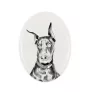 Dobermann I - Gedenktafel mit einem Foto eines Hundes, Grabplatte mit Druck, personalisierte ovale Platte der Marke Art-Dog