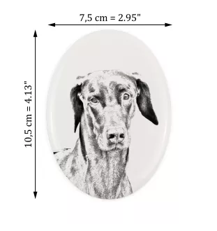 Dobermann, Dobermann Pinscher - une plaque commémorative avec une photo de chien, une plaque funéraire avec une impression, une plaque ovale personnalisée de la marque Art-Dog