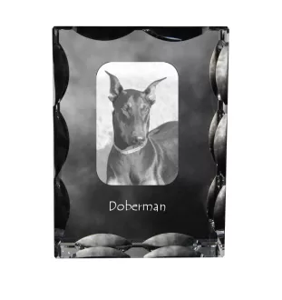 Dobermann, Dobermann Pinscher - cristal avec photo de chien, statuette en verre avec photo, cadre exceptionnel avec photo de la marque Art-Dog