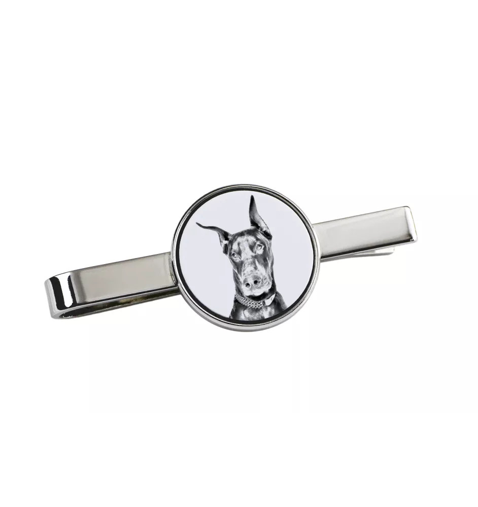 Dobermann, Doberman Pinscher, Dobie I - tie clip with a dog, personalized tie clip, a unique gift for a man from the Art-Dog brand